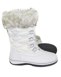 Pamela Ladies Fur Trim Winter Snow Boot 8 Pamela Ladies Fur Trim Winter Snow Boot -Ski Clothes Hub FL020 WHT 01