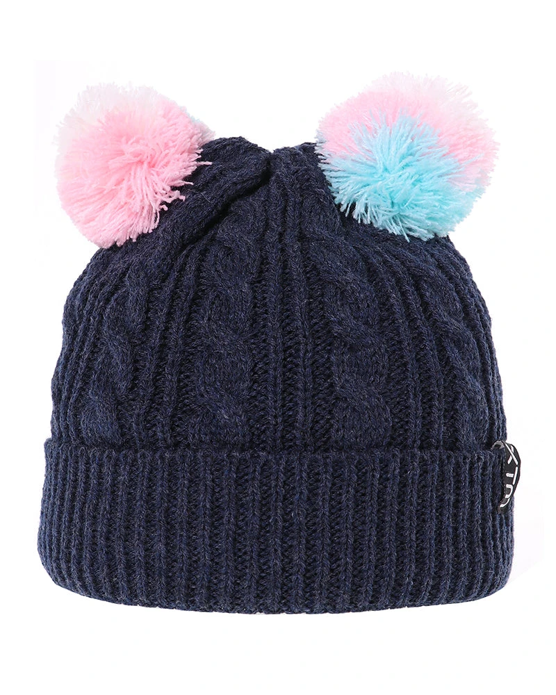 Hazel Kids' Knitted Double-Pompom Girls' Beanie 3 Hazel Kids' Knitted Double-Pompom Girls' Beanie