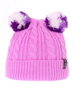 Hazel Kids' Knitted Double-Pompom Girls' Beanie 6 Hazel Kids' Knitted Double-Pompom Girls' Beanie -Ski Clothes Hub HK043 ORC 01