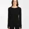 Ladies Merino 230 Wool Thermal Long Sleeve Top 2 Ladies Merino 230 Wool Thermal Long Sleeve Top -Ski Clothes Hub ML001 BLK 02