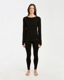 Ladies Merino 230 Wool Thermal Long Sleeve Top 24 Ladies Merino 230 Wool Thermal Long Sleeve Top -Ski Clothes Hub ML001 BLK 06