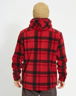 Woodsman Plaid Check Sherpa Hooded Jacket 28 Woodsman Plaid Check Sherpa Hooded Jacket -Ski Clothes Hub NM029 RED 03