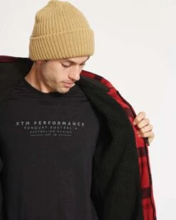 Woodsman Plaid Check Sherpa Hooded Jacket 31 Woodsman Plaid Check Sherpa Hooded Jacket -Ski Clothes Hub NM029 RED 05